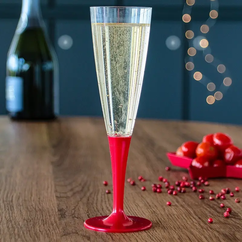 10 Flûtes à pied premium rouge Populaire