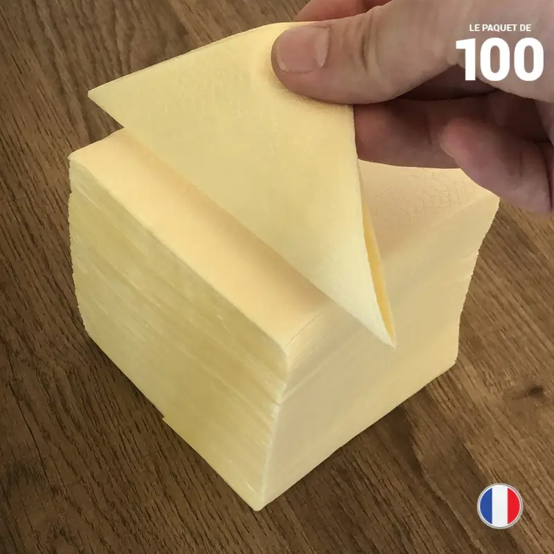 100 Mini-serviettes cocktail ivoires 20 x 20 cm Commander Maintenant