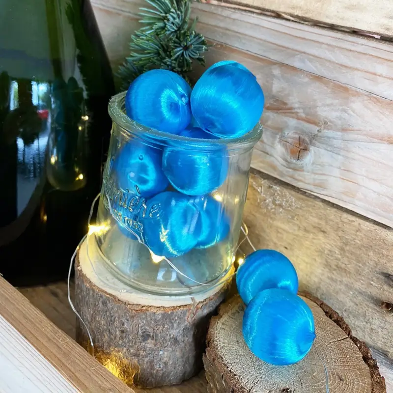 12 Boules en fil scintillant turquoise 3 cm Certifié