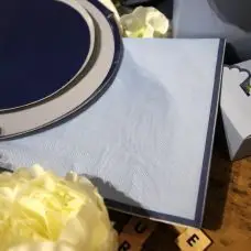 10 Serviettes en papier bicolore bleu orage bleu marine Dernière Chance