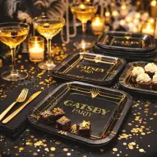 10 Assiettes en carton Anniversaire Gatsby 22cm Commander Maintenant