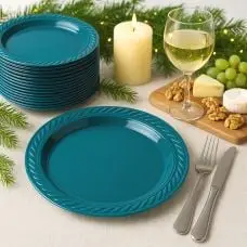 20 assiettes plastique Bleu Canard 22cm Acheter Direct