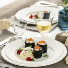50 Assiettes en fibre de canne à sucre Wave Blanc 23cm Nouvel Arrivage