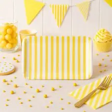 3 Plateaux Mix&Match Carton Rigide Jaune et Blanc 35×25,5cm – Alimentaire Authentique