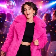 Veste déguisement fourrure rose fluo XL – Look festif flashy Réduction