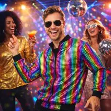 Veste disco multicolore adulte L/XL – Déguisement années 80 festif Petit Prix