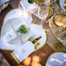 8 Sets de table Coeur Dorure Or x 8 pièces Usine Directe