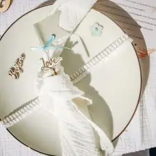4 Serviettes de table en gaze de coton Blanc Prix Cassé