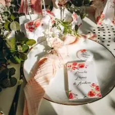 4 Serviettes de table en gaze de coton Vieux Rose Nouveauté