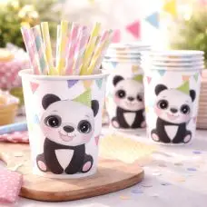 10 Gobelets Panda en Carton Commander Vite