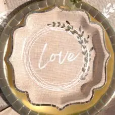 10 Assiettes en carton Mariage Naturel LOVE 21 cm x 21 cm Jusqu’à Épuisement Des Stocks