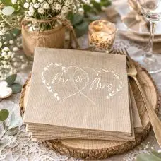 20 Serviettes en papier Mariage Naturel 33 cm x 33 cm Must-Have