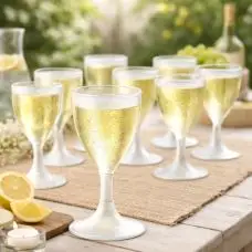 10 verres à vin/eau en plastique Blanc perlé 20 cl Certifié