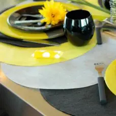 Vente Directe Set de table en papier intissé Argent rond 34cm x50